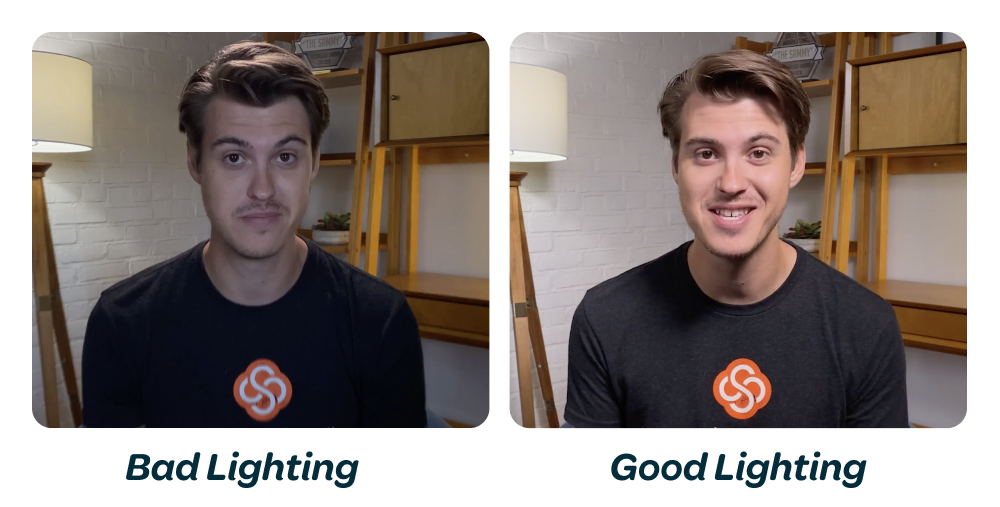 two options showing the distinction between bad lighting on the left, and good lighting on the right