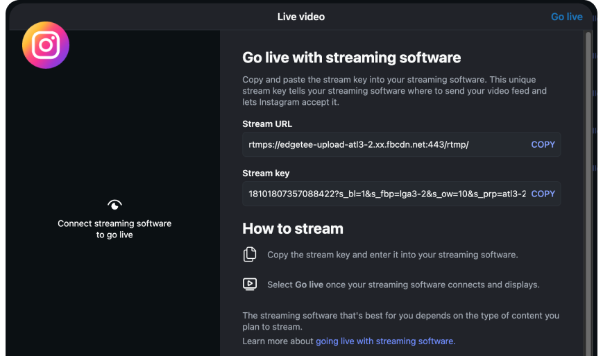 2- IG go live page