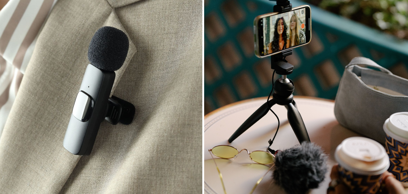 2- clip on lav mic