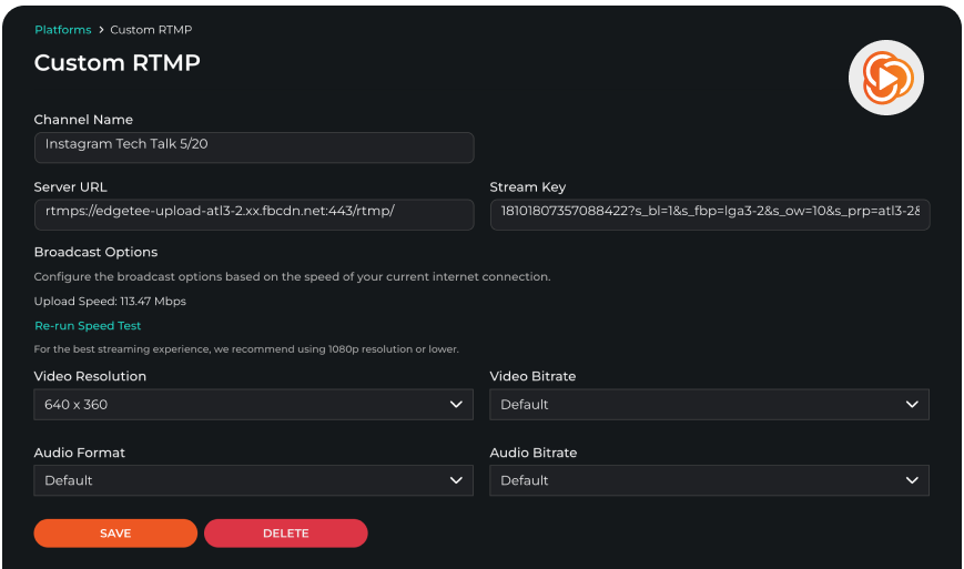 3- Switcher rtmp page