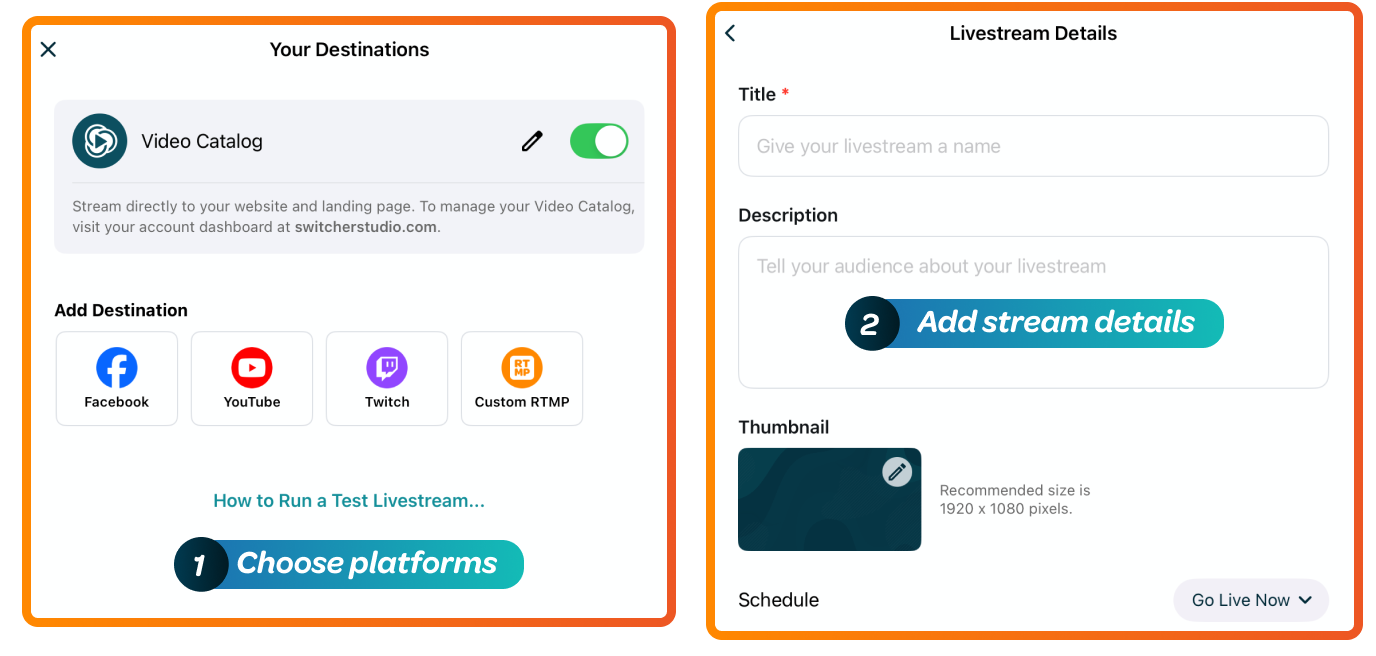 9- choose platform and details