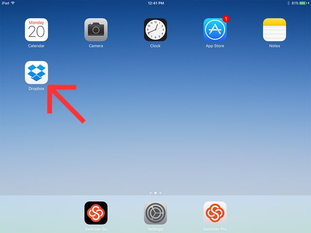 Dropbox app on iPad
