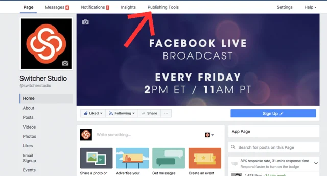 Publishing Tools Facebook Live