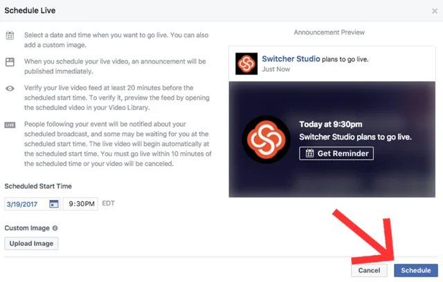 Schedule Facebook Live Broadcast