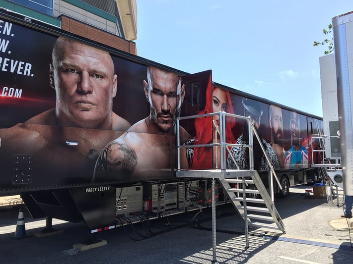 [PHOTO: Switcher Studio - WWE trailer/trucks]
