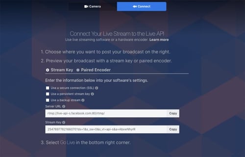Using streaming software with Facebook