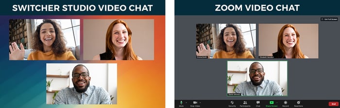 Zoom video chat compared to Switcher Video Chat