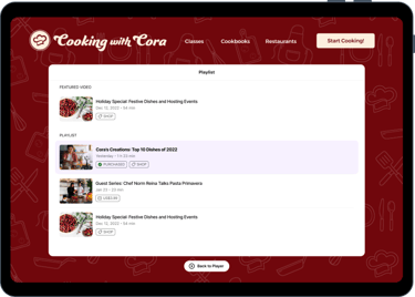 E-learning- Cooking playlist ipad
