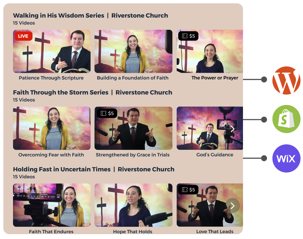 Embed live streams & videos in seconds - worship-2