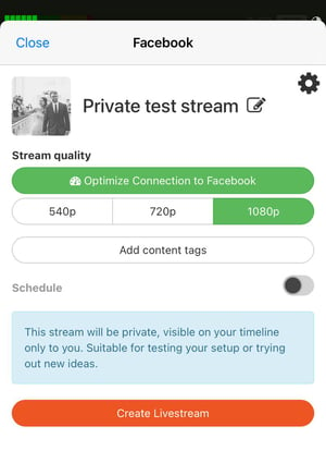 Private test stream