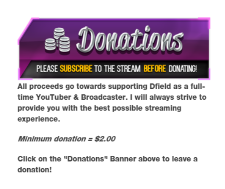 Example of Twitch donations