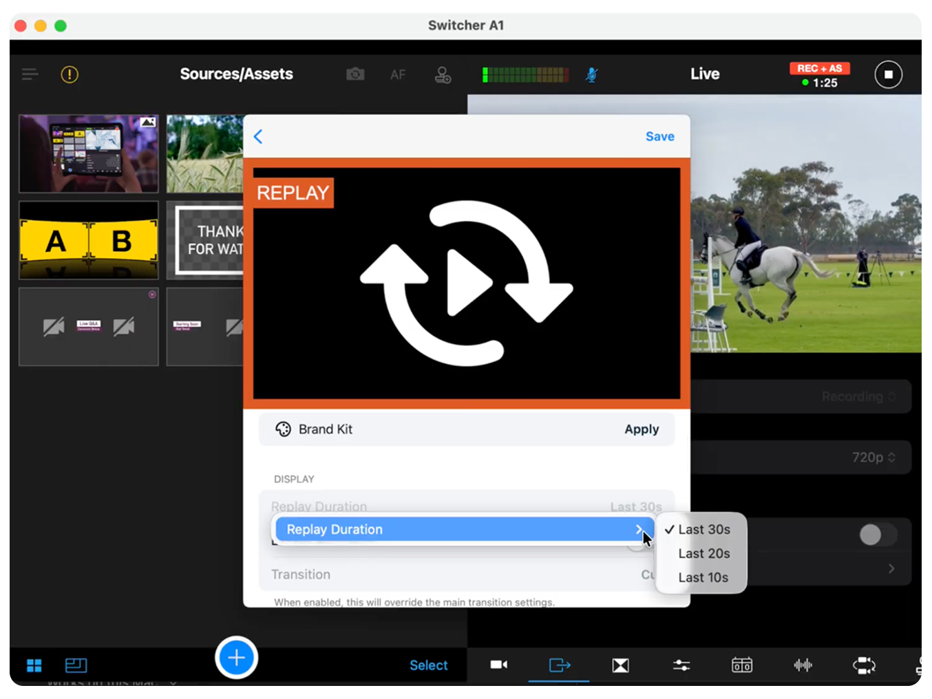 Instant replay options