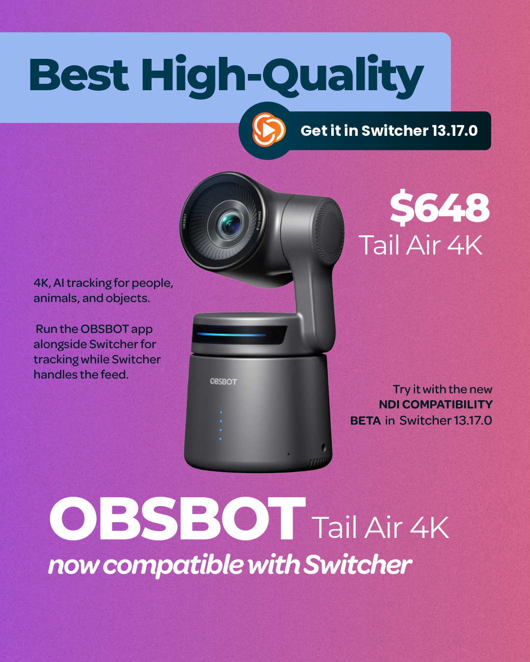 Logitech Mevo Core 4K Wireless Live Streaming NDI