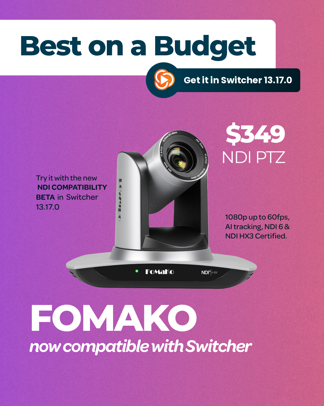 FoMaKo NDI PTZ Camera