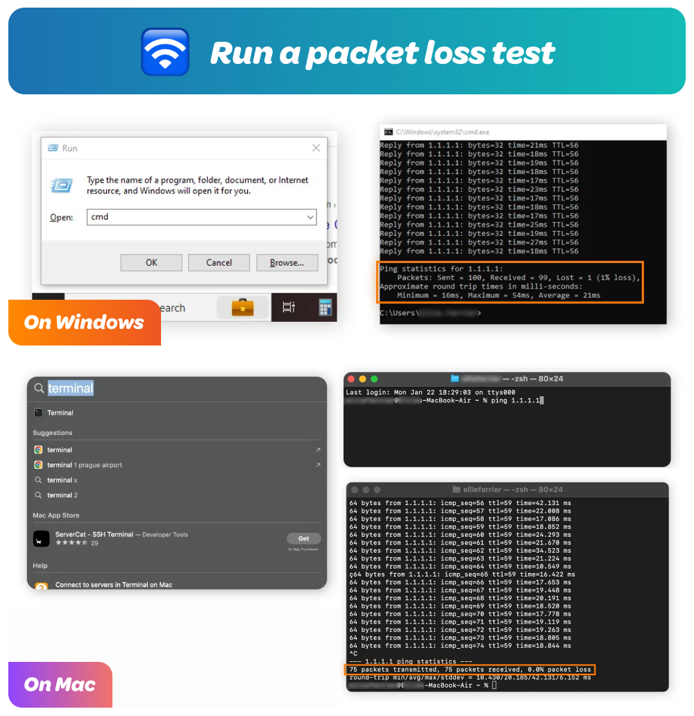 Run a packet loss test