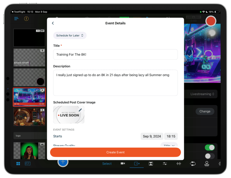 Schedule your live streams in advance