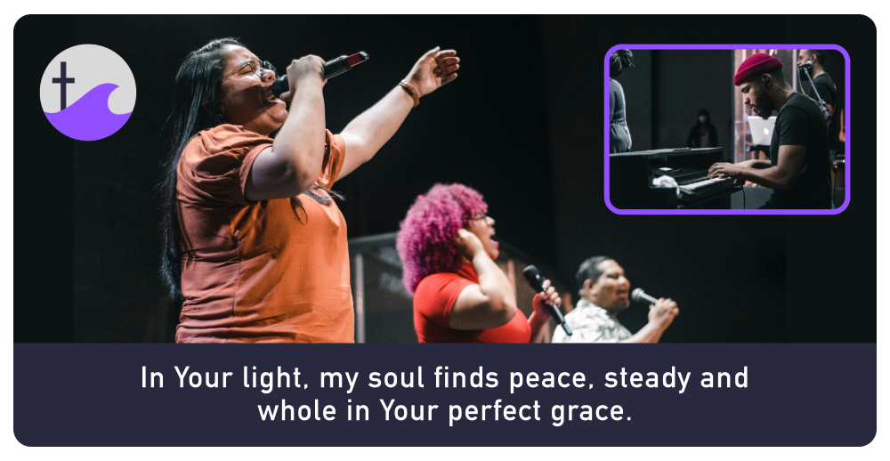 Show worship lyrics, scriptures, and announcements — live