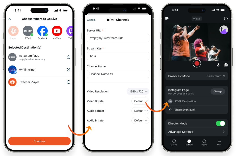 Using RTMP with Switcher