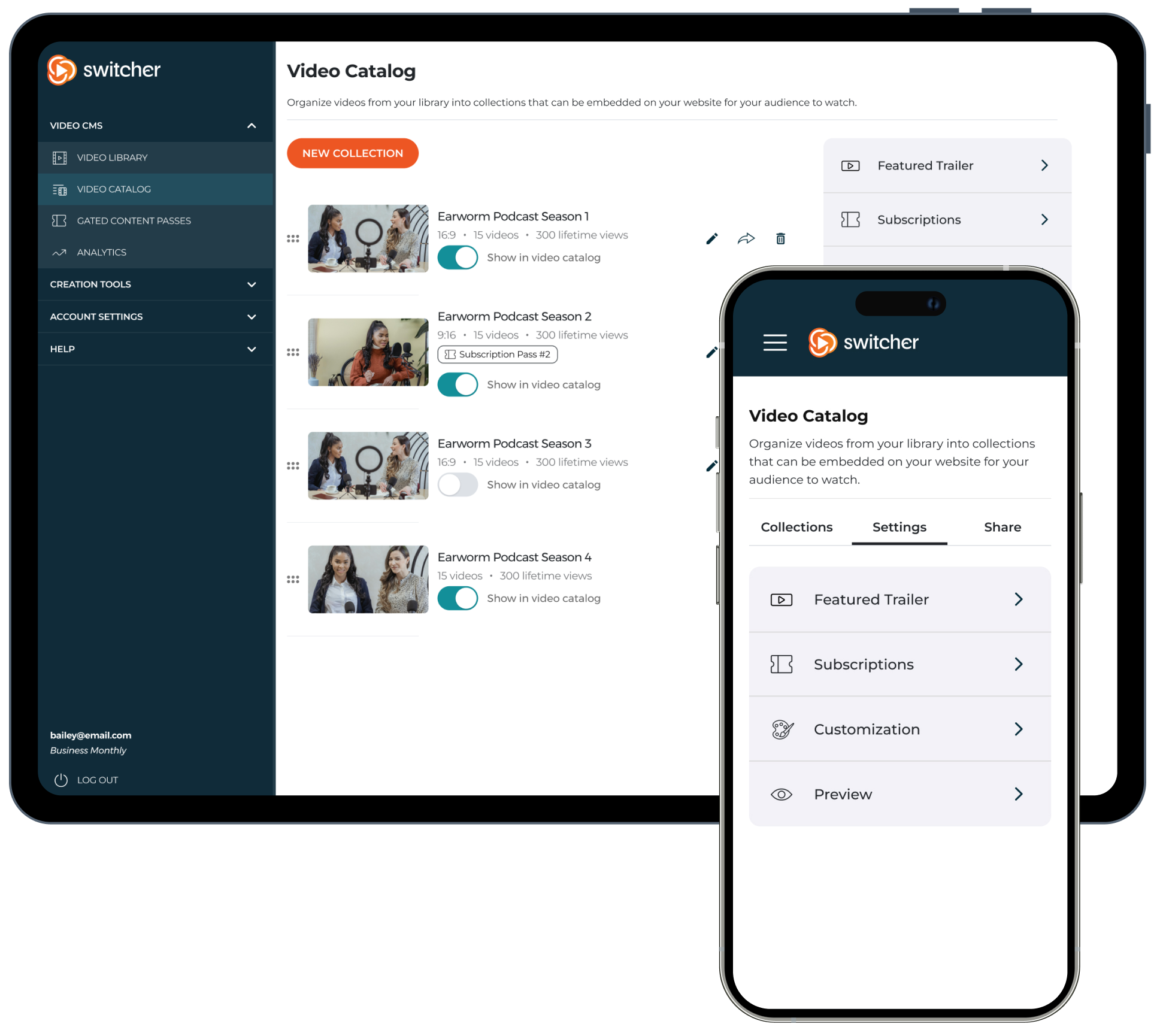 Video Catalog & Collections, Dashboard interface-1