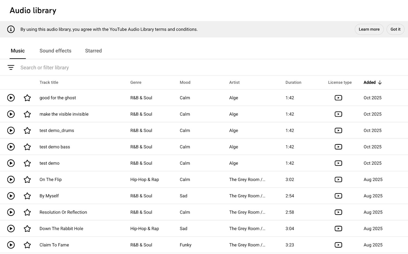 Multistreaming best practices: Use YouTube's royalty free music
