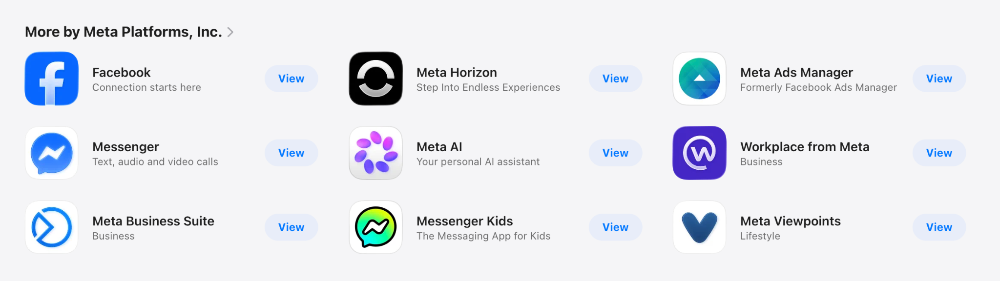 Facebook's Suite of Different Apps