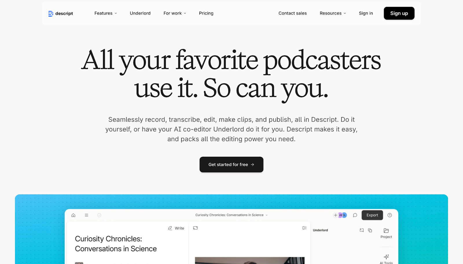 Video Podcast Recording Software: Descript